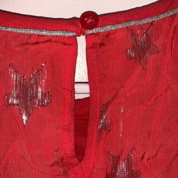 Cat & Jack Girls Red Starry Ruffle Sleeveless Dress M 7/8 Rayon & Cotton Blend - Picture 7 of 8